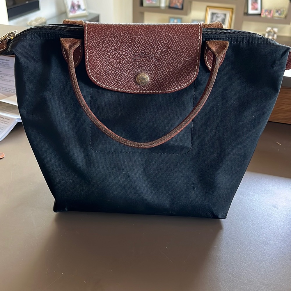 Longchamp black le pliage small handbag